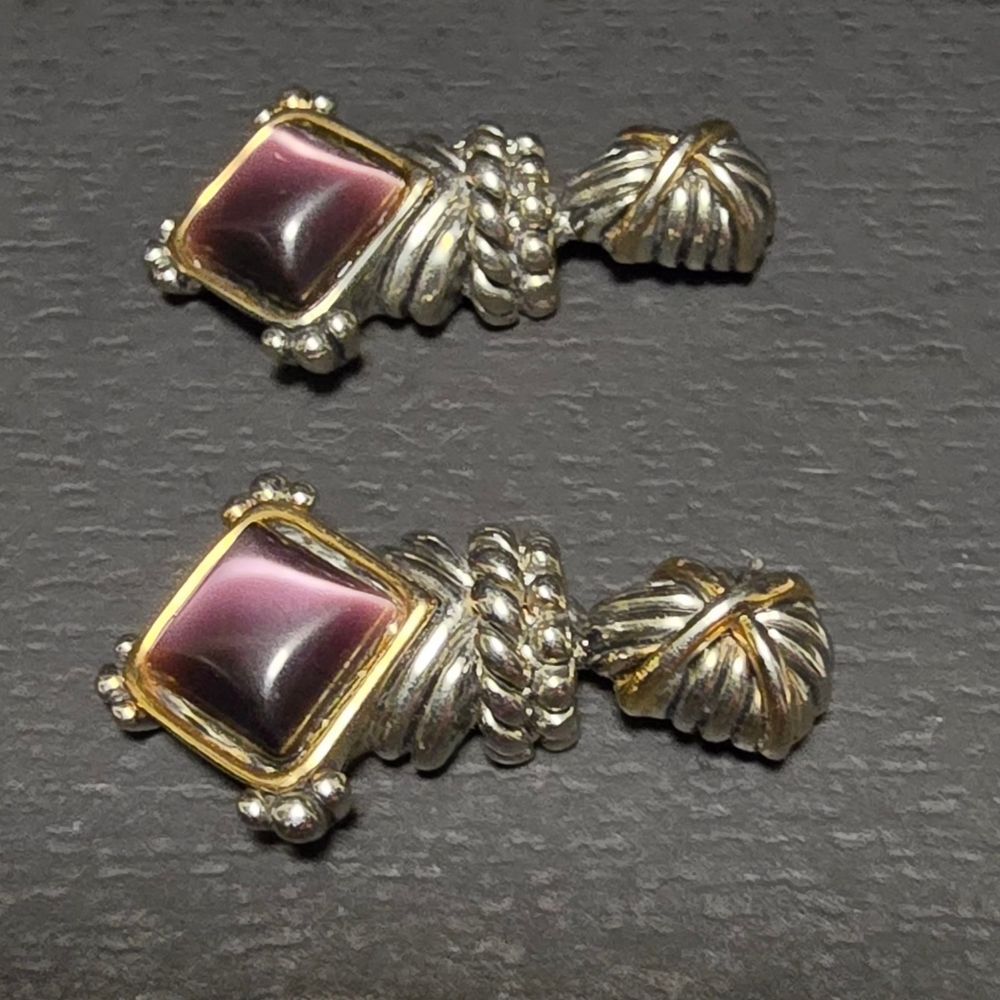 Elegant Silver and Purple Earrings - Picture 5 of 5